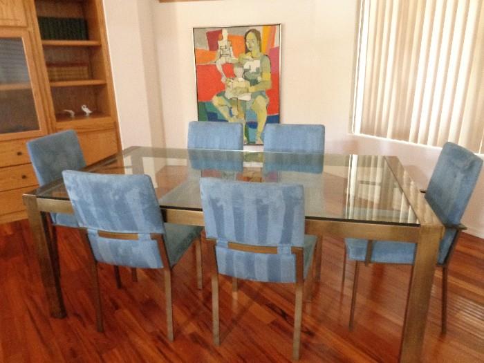 Designer Glass table/6 chairs 
