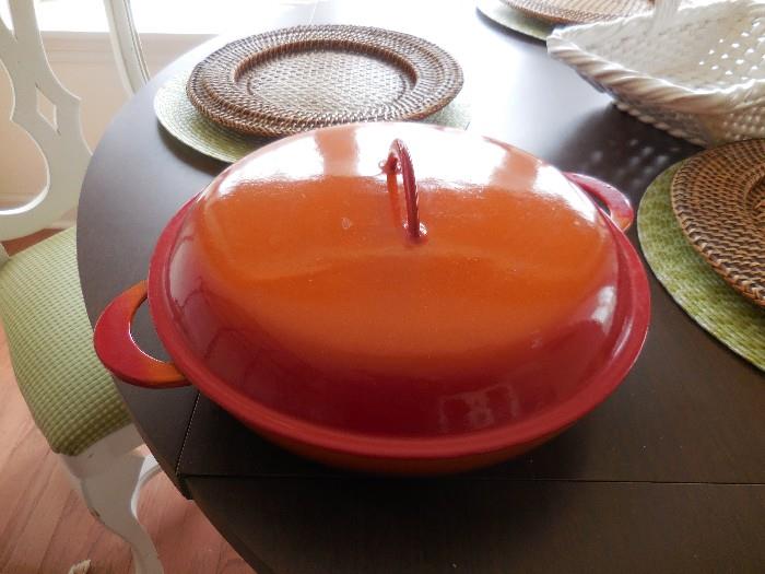 Vintage Descoware Flame Orange Belgium Covered Stock Pot