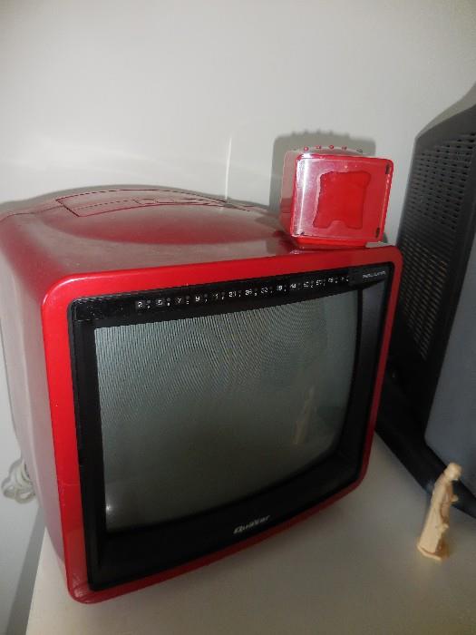 Vintage Quasar Red 11" TV with Remote