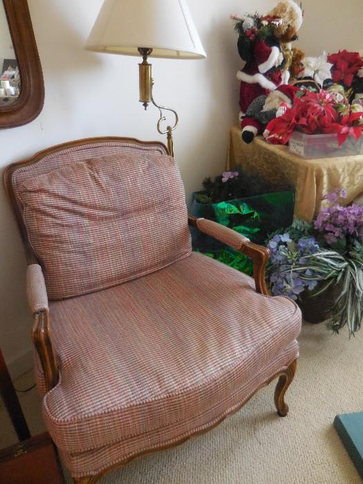 Vintage Baker Furniture Hand Carved Walnut Wide Arm Chair