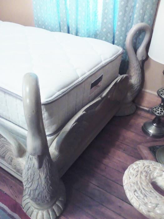 Handcarved Swan Divan (mattress included)