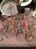 Fabulous Mid-C glasses in original carrier, vintage china
