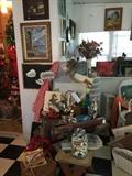 In the Studio, Original art works, vintage picnic items, room heater