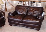 Brown Leather Loveseat