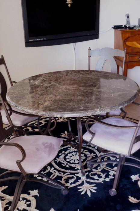 Black Granite Top Table and 4 Chairs