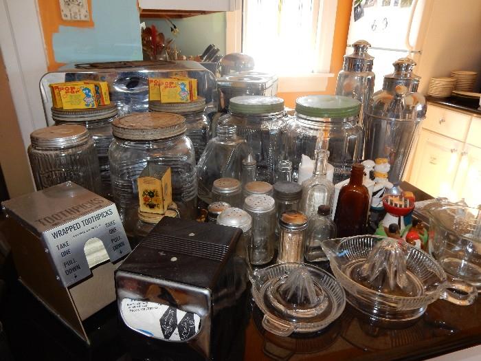 the kitchen is packed with fun kitchy items from a bygone time