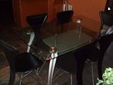 modern glass top table w/ 6 chairs