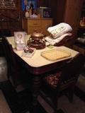 Old wood table with matching chairs