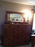 Mission style dresser with mirror.
