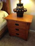 Two matching nightstands and there are 4 of these interesting lamps.