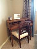 Beautifl small secretary and mahogany side chair. Perfect for that small office or nook in a corner.