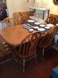Solid wood with 6 chairs and 2 leaves