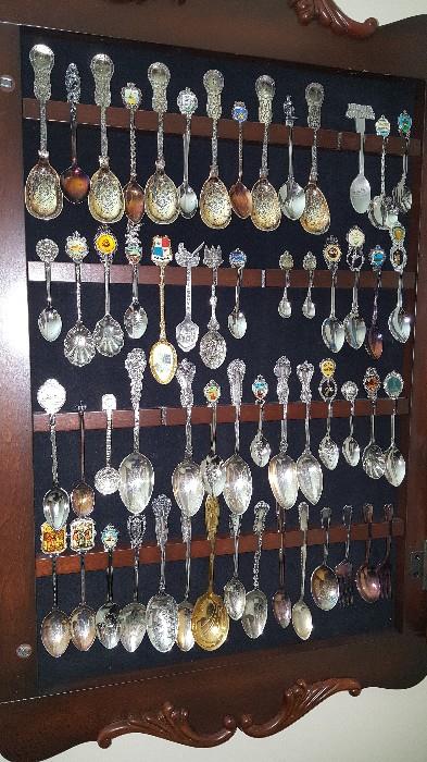 Spoon Collection and cabinet being sold as a lot
