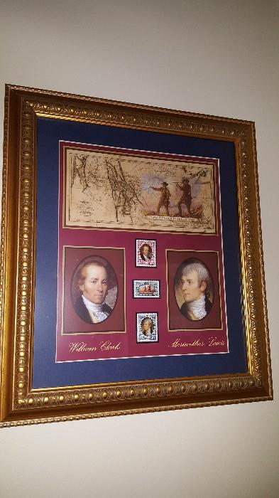 Lewis and Clark bicentennial memorial stamp collection  framed