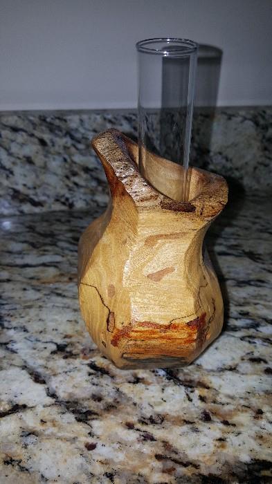 Turned wood vase 