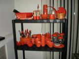 70's orange vases-pots-glasses