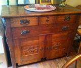 Oak Chest, c.1870, 3 Drawers over 1 Drawer over 2 Doors