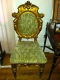 Victorian Green and Gold Tufted Upholstered Ornate Gold Decoration