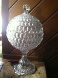 Covered Compote, American Pressed Glass, Fingerprint Pattern (minor chips) (17" H)