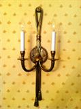Pair of Brass Ribbon Sconces