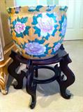 Chinese Porcelain Fishbowl with Stand