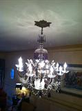 Brass and Cut Glass Chandelier, c.1910