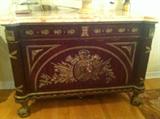 Louis the 15th-16th Style 2-Drawer, 2-Door Pink Marble Top with Gilt Bronze Decorations with Hairy Paw Feet (54" x 22-1/2" x 38")