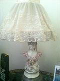 Pair of Antique Porcelain Bedroom Lamps