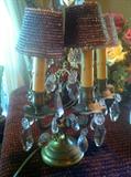 Pair of Brass Harp Shape Table Lamps