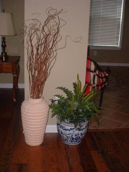 various planters, and decor