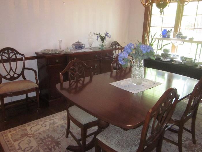 Dining room Set, Duncan Phyfe? set includes Table with 6 chairs, buffet and china