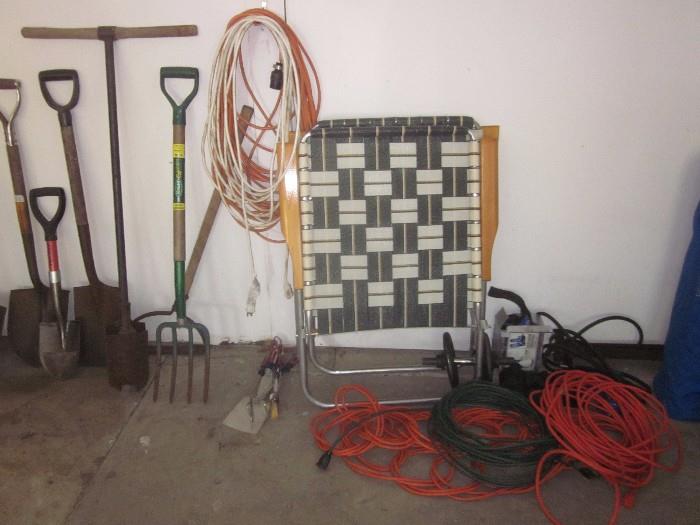 Extension cords, yard tools