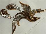 TRIFARI RHINESTONE PIN & EARRINGS