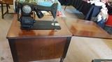 Antique, Singer sewing machine in table