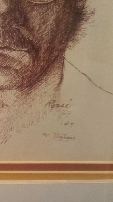 SIgned sketch of the artist  Rossi