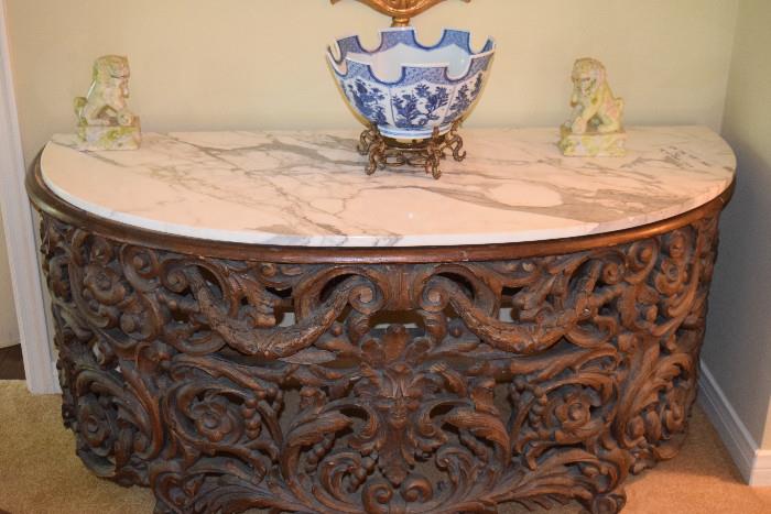 antique carved marble top surround