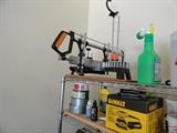 Misc garge items including Dewalt Palm Grip Sander Model D26441K
