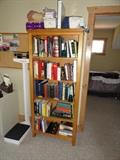 Books within solid wood book shelf