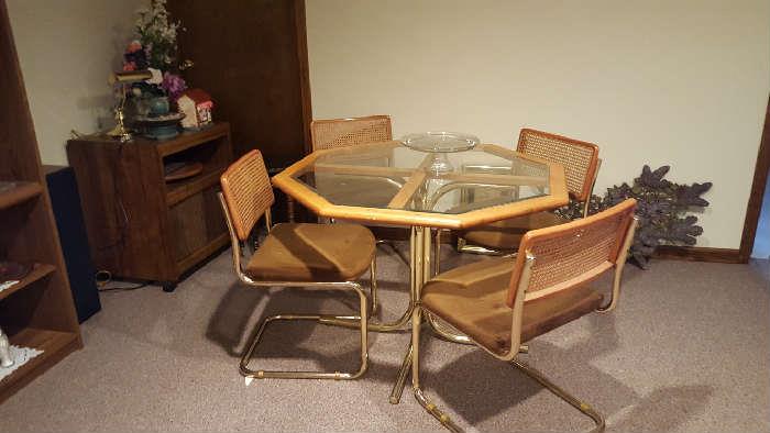 Glass table with four chairs   $75