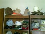 Hat collection including cowboy hats and Stetson