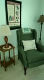 Recliner, End Table and Lamps