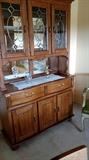 Gorgeous Oak China Cabinet w/Leaded Glass