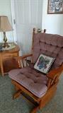 Glider Rocker and Oak Side Table...