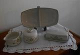 Franciscan "Heritage" sugar and creamer, divided serving dish and butter dish