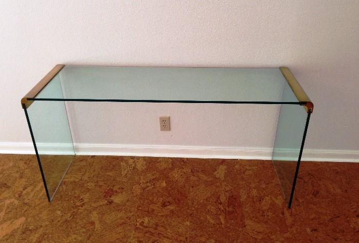 Glass and brass console table 