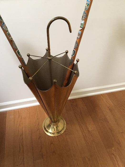 Brass Umbrella holder. canes from Germany