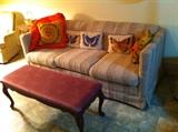 Retro Sofa with Decorative Pillows