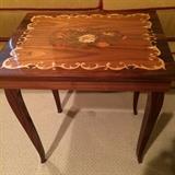 Inlaid wood side table