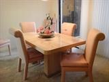 Dining table and 6 waterfall parsons chairs