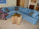 denim sofa; cactus rib & tin custom table